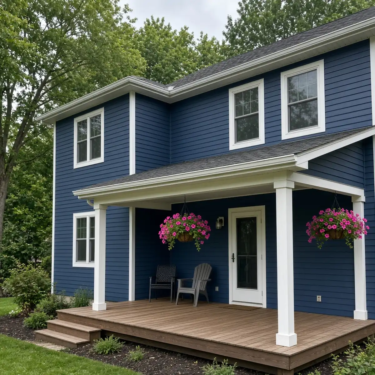 Covered porch roof over a back entry on a Minnesota home